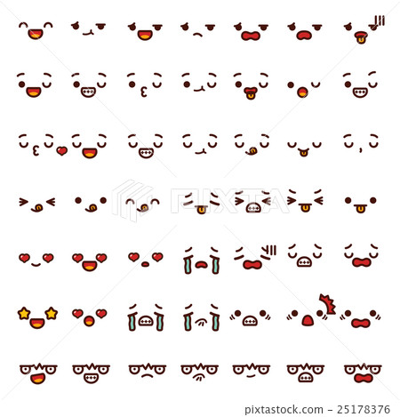 Collection of cute emoticon emoji Doodle cartoon - Stock ...