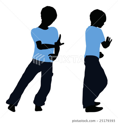 boy silhouette in Pushing Pose 25179393