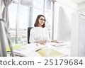 Smiling asian businesswoman working at office desk 25179684