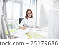Smiling asian businesswoman working at office desk 25179686