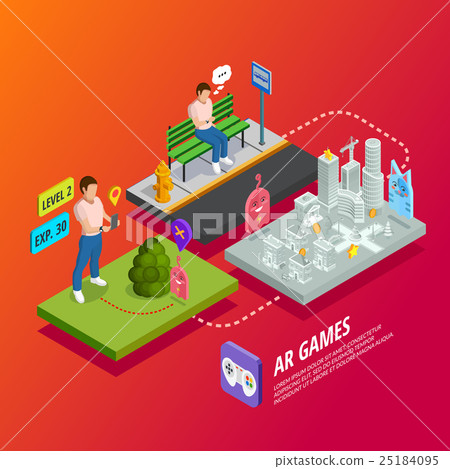 Augmented Reality AR Games Isometric Poster  25184095
