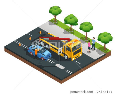 Car Accident Isometric Composition - Stock Illustration [25184145] - PIXTA