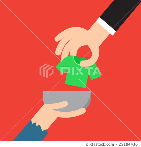 Donation concept. Hand putting cloth to poor man 25184430