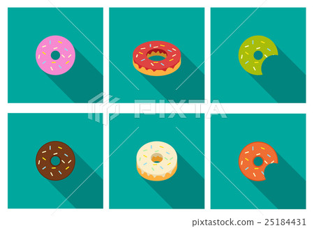 Donut icons in flat style, vector 25184431