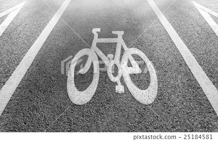 Bicycle lane signage on street 25184581