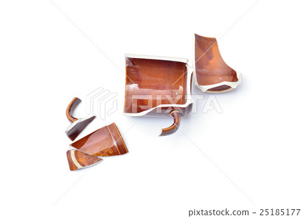 Broken coffee cup isolated on white 25185177