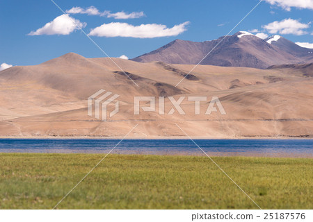 Tso Moriri Lake with blue sky and mountain Tso Moriri Lake with blue sky and mountain 25187576