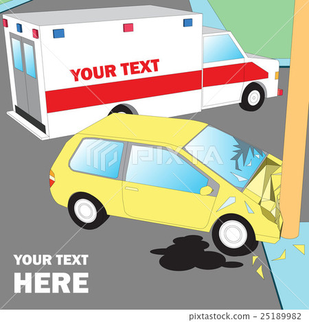 Car crash pole accident 3d 25189982