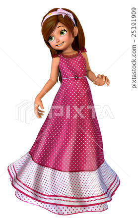 Cute girl in pink dress - Stock Illustration [25191909] - PIXTA