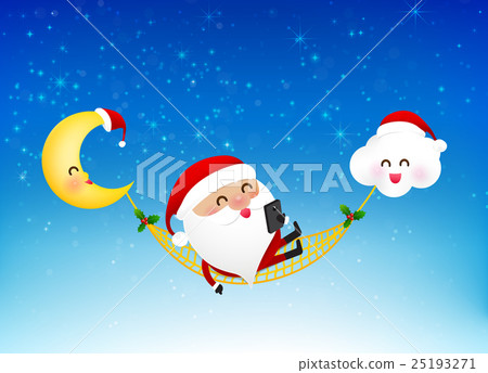 Merry santa claus cartoon holding smartphone on - Stock Illustration ...