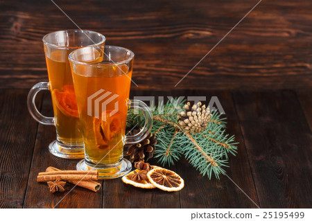 Compote of dried fruits with ingridients on rustic 25195499