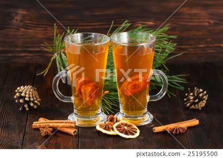 Compote of dried fruits with ingridients on rustic 25195500