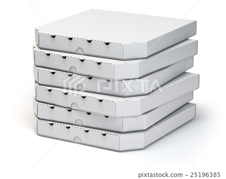 Pizza boxes stack isolated on white, 25196385