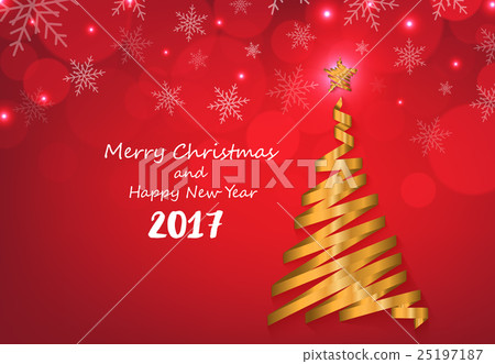 Gold ribbon make Christmas tree shape  25197187