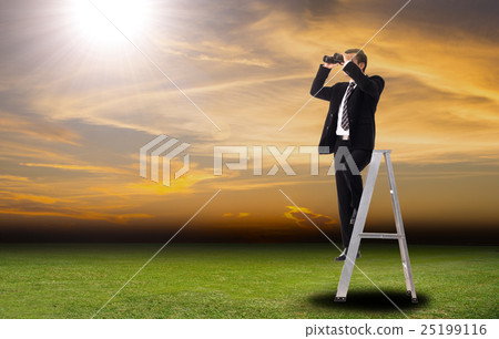 Business vision looking forword with binoculars 25199116