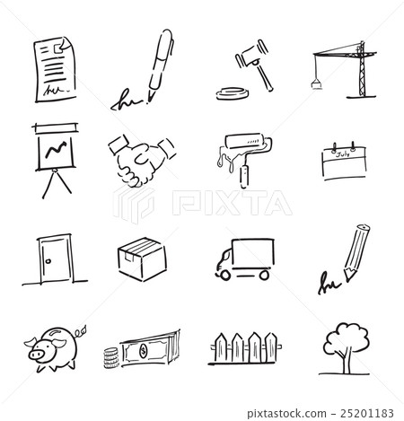 Real estate drawing icons set 4 25201183