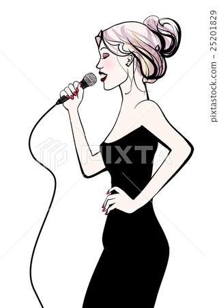 Woman singing with microphone 25201829