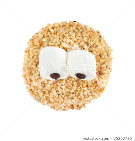 White chocolate donut sprinkled with nuts 25202780