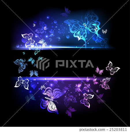 banner with glowing butterflies 25203811