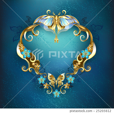 Banner with gold butterflies 25203812
