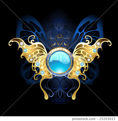 banner with gold wings of a butterfly 25203813