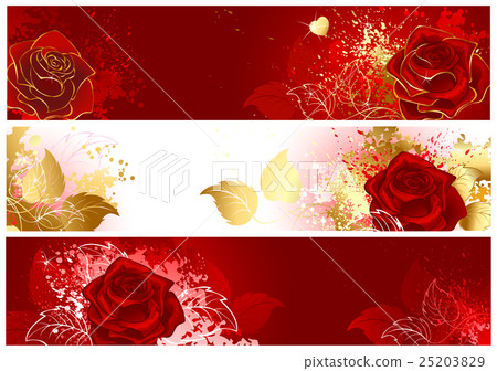 banner with red roses. 25203829
