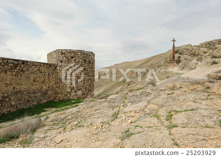 Christian cross near ancient monastery Khor Virap 25203929