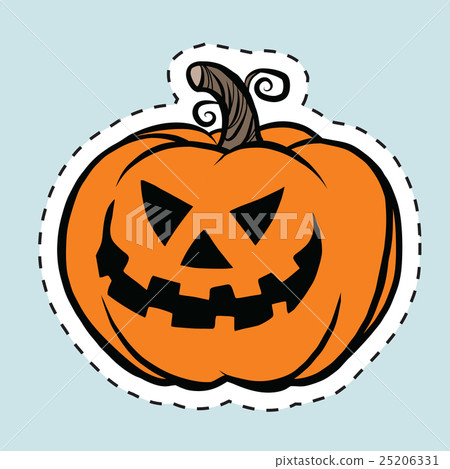 Sticker label evil Halloween pumpkin Sticker label evil Halloween pumpkin 25206331