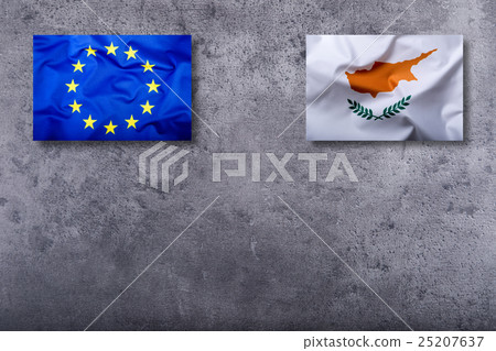 Flags of the Cyprus and the European Union on  25207637