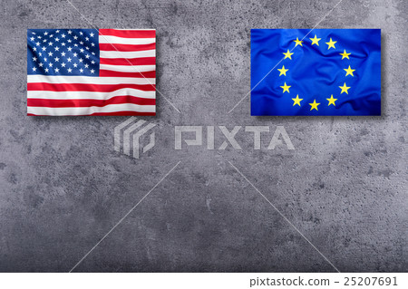 Flags of the USA and the European Union 25207691