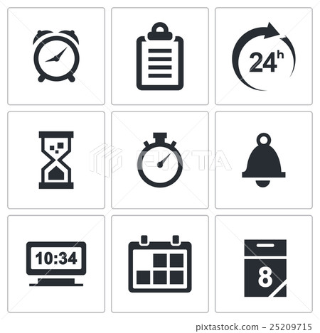 Clock and time icons set Clock and time icons set 25209715