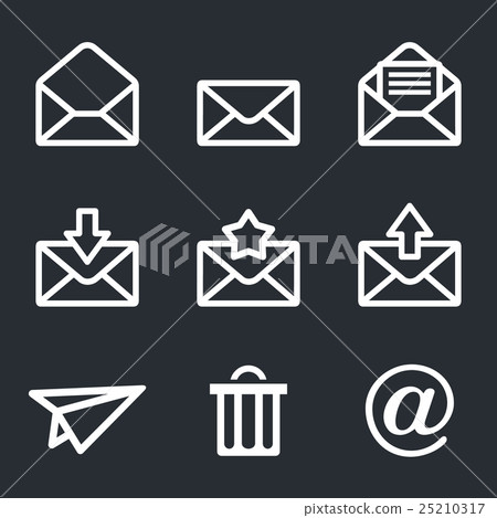 Mail icons set: Envelope, plane, shopping  25210317