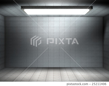 Empty room made of tiles and box light. Empty room made of tiles and box light. 25211406