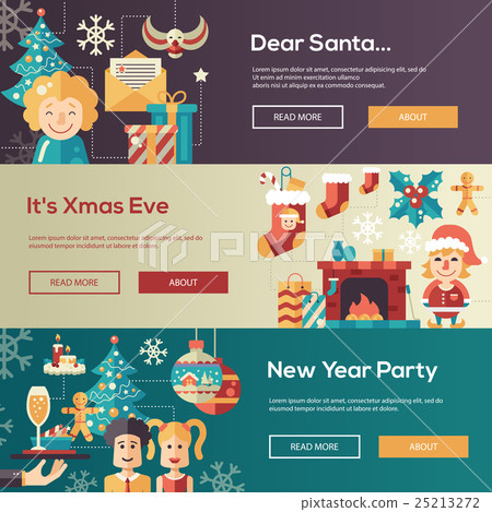 Christmas flat design website banners illustration 25213272