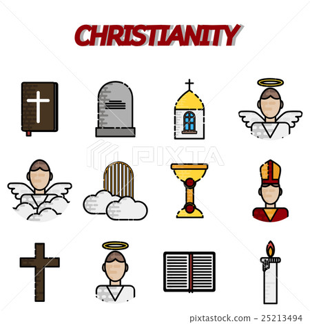 Christianity flat icon set 25213494