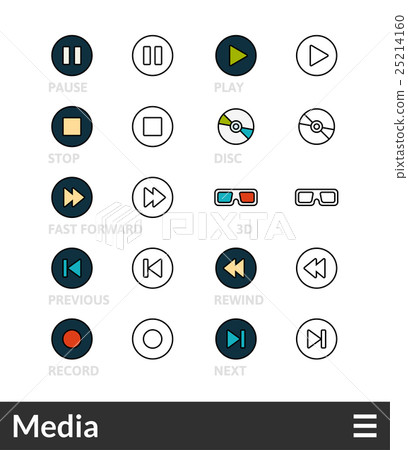 Black and color outline icons, thin stroke line 25214160