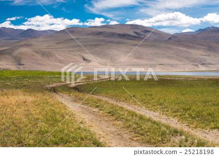 Tso Moriri Lake with blue sky and mountain Tso Moriri Lake with blue sky and mountain 25218198