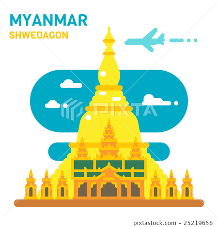 Flat design Shwedagon pagoda 25219658