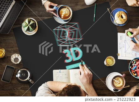 3D Three Dimensional Futuristic Display Modern Concept 25222923