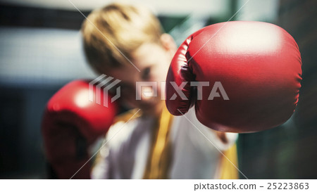 Boy Training Boxing Exercise Movement Concept Boy Training Boxing Exercise Movement Concept 25223863