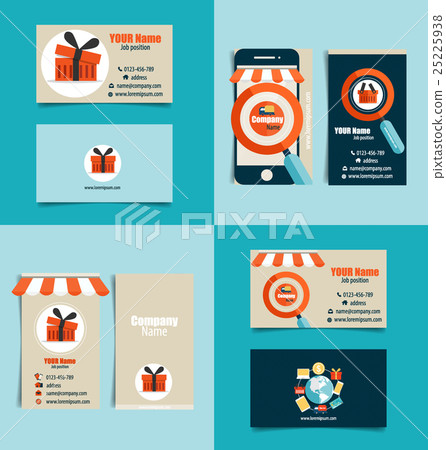 Modern business card template with Business concept, Online shopping, Infographics background E-commerce, vector illustration. Modern business card template with Business concept, Online shopping, Infographics background E-commerce, vector illustration. 25225938