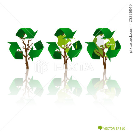Think green, Ecology concept. Tree with Recycle symbol, vector Illustration. 25226049
