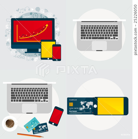 Online shopping. Business concept with business items. Vector Illustration. 25226050