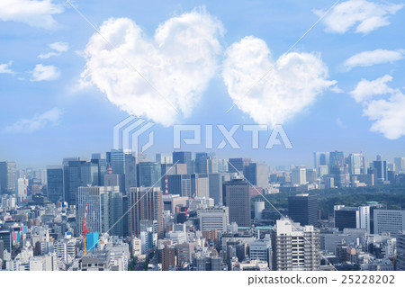 City and two heart clouds City and two heart clouds 25228202
