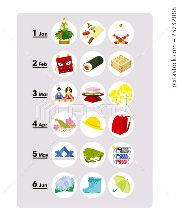 January - June illustration set January - June illustration set 25232088