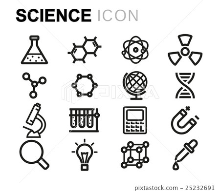 Vector black line science icons set 25232691