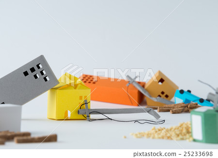 自然災害地震電磁極塌陷坍塌紙工藝 25233698