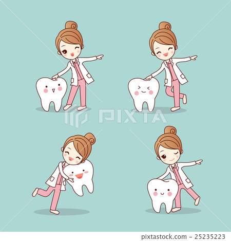 图库插图 cartoon dentist doctor with tooth