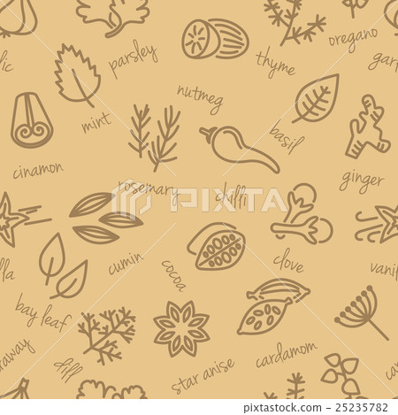 spice seamless pattern in beige colour 25235782