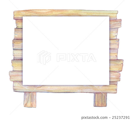 Watercolor Illustration Board Wood Grain Frame Stock Illustration